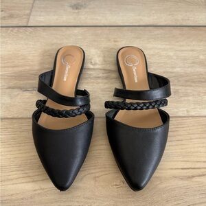 Journee Collection Black Braided Strap Mules
